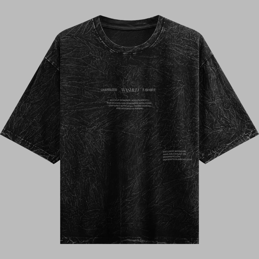 Free Oversized Washed T-Shirt Mockup PSD
