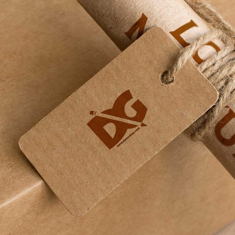 Free Paper Roll Tag Logo Mockups PSD