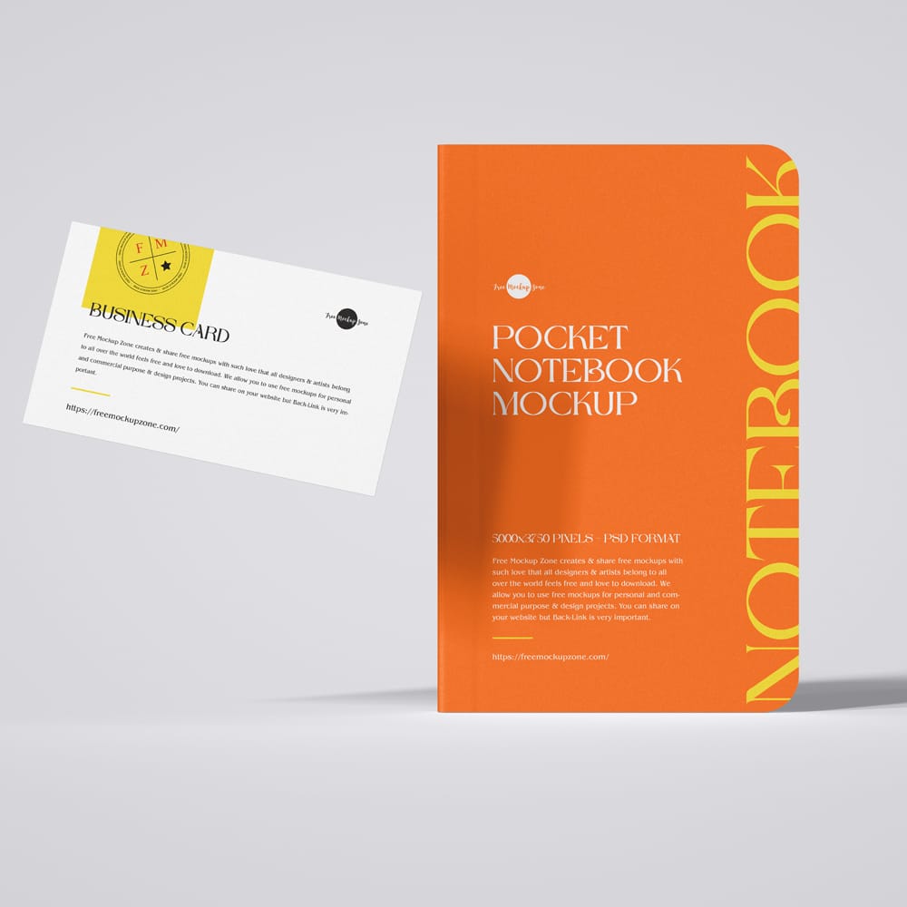 Free Pocket Notebook Stationery Mockup PSD