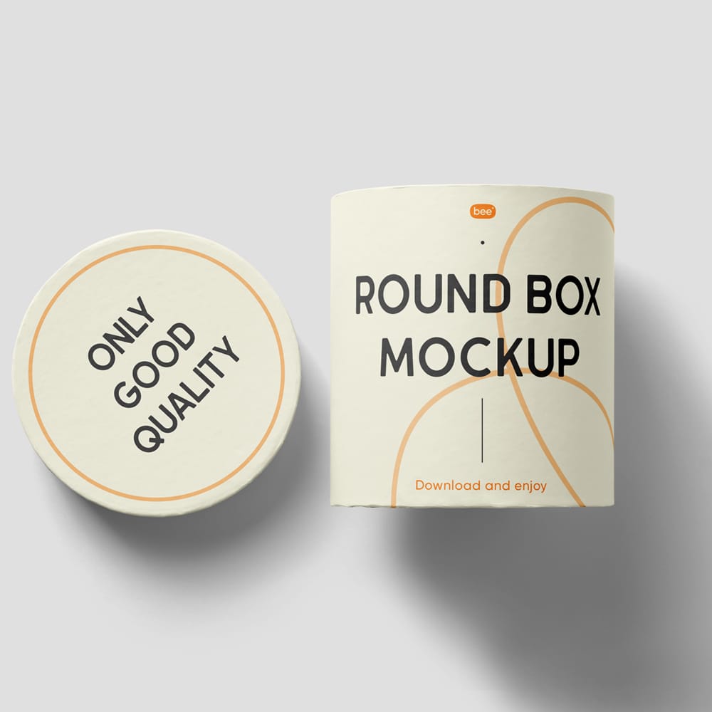 Free Round Box with Lid Mockup PSD