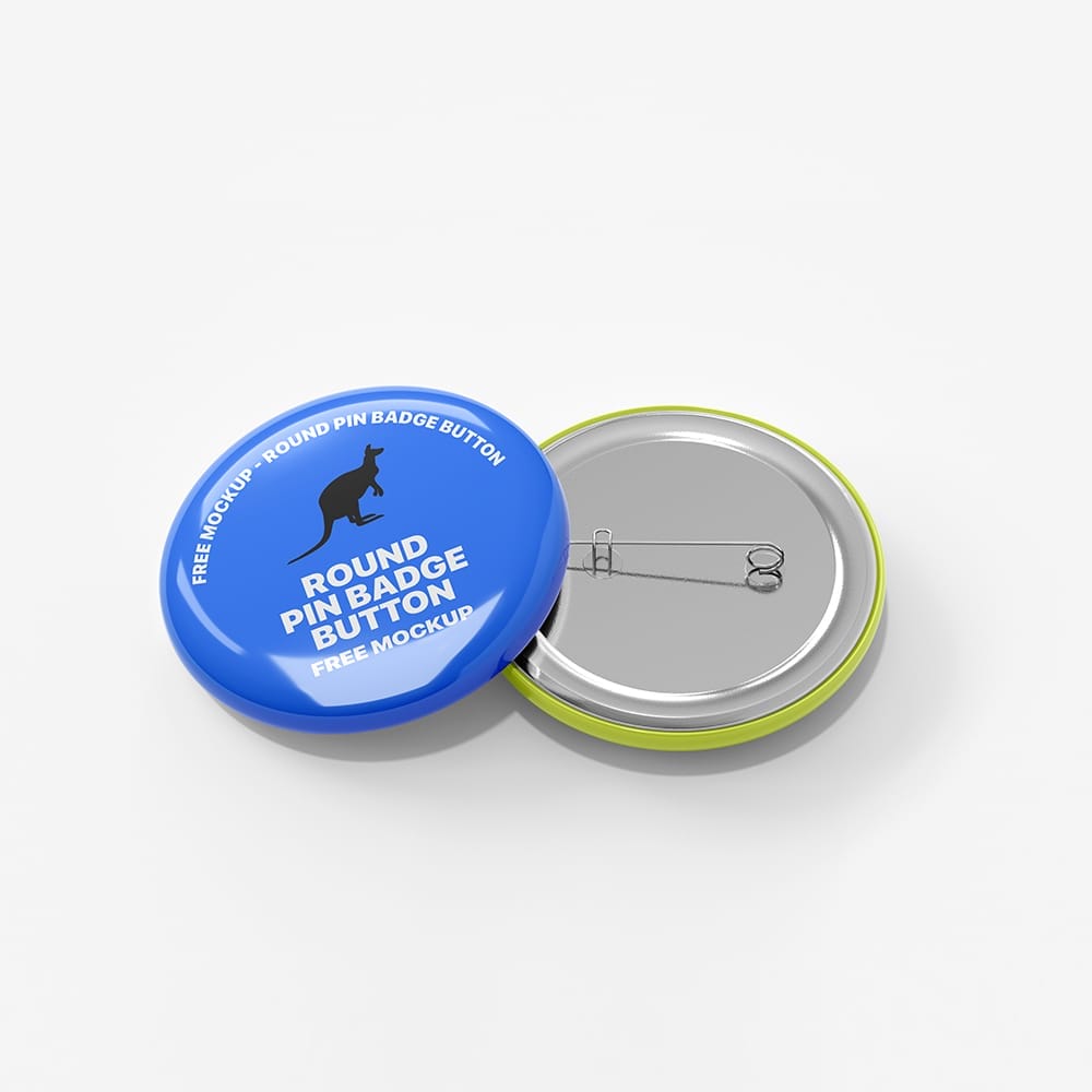 Free Round Pin Badge Button Mockup PSD