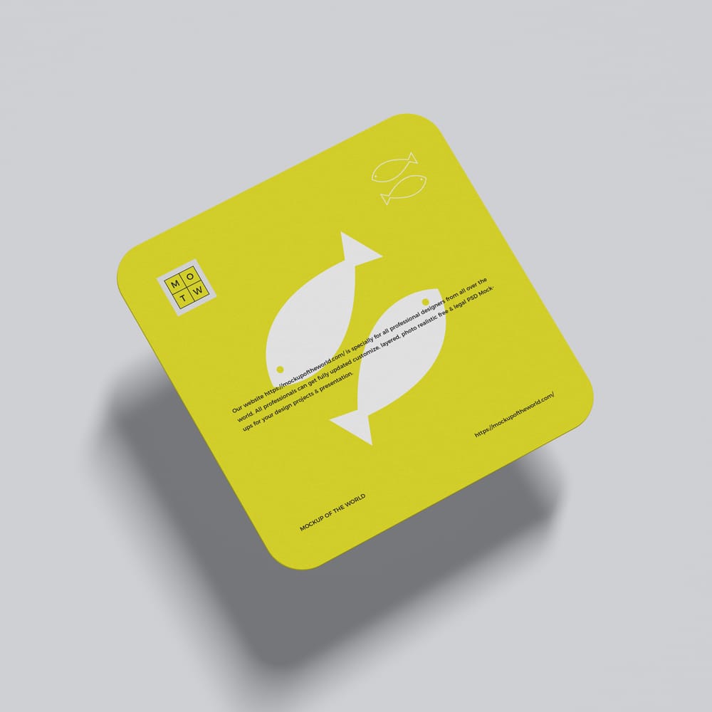 Free Rounded Square Coaster Mockup PSD