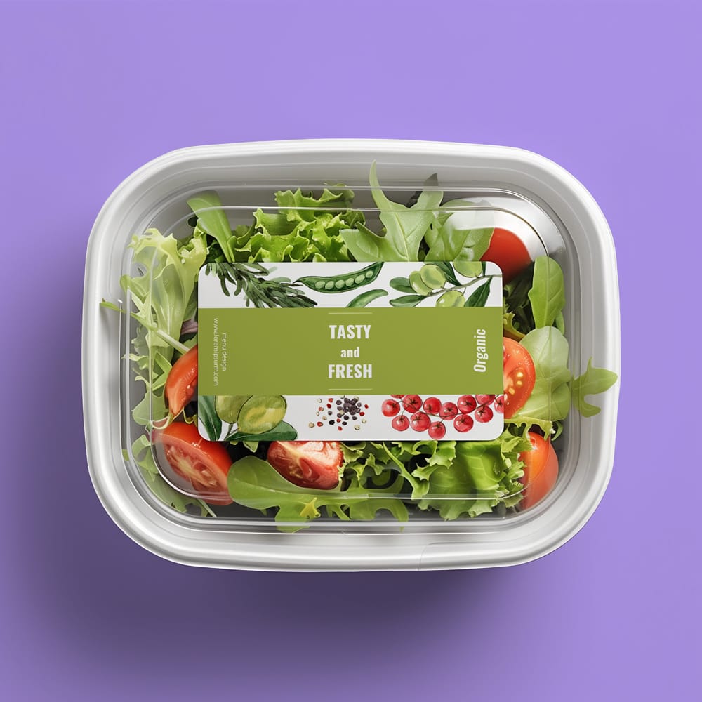 Free Salad Box Label Mockup PSD