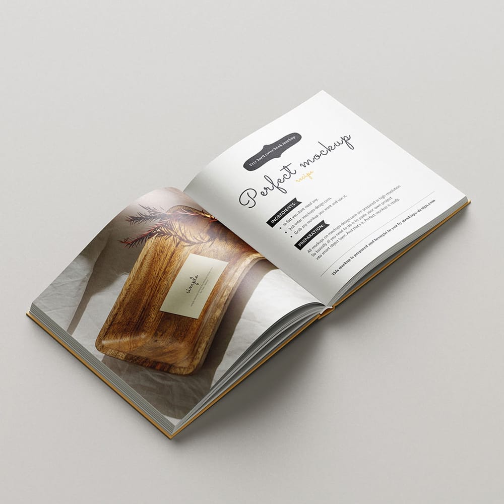 Free Square Book with Hardcover Mockup PSD