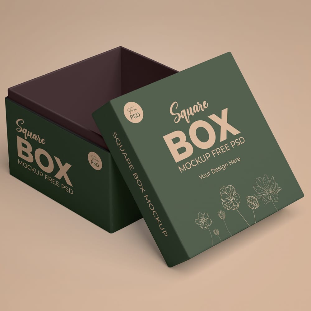 Free Square Box Mockup Template PSD