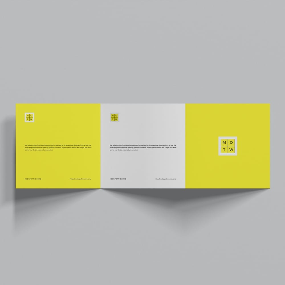 Free Square Tri-Fold Brochure Mockup Design PSD