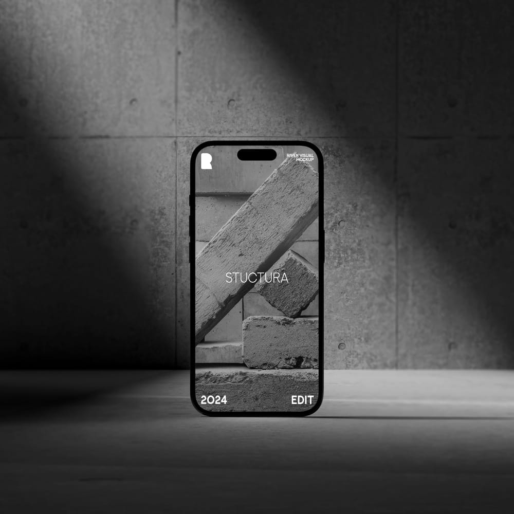 Free Stuctura iPhone 15 Pro Mockup PSD