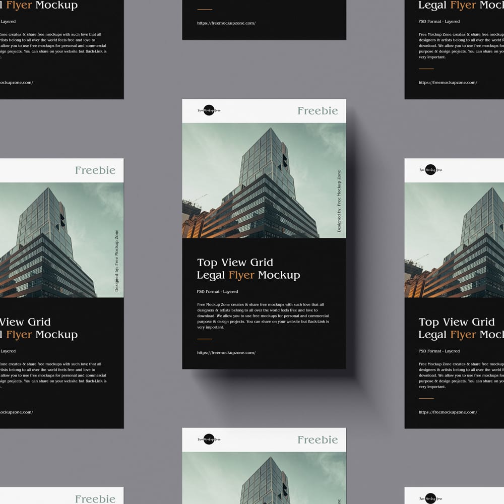 Free Top View Grid Legal Flyer Mockup PSD