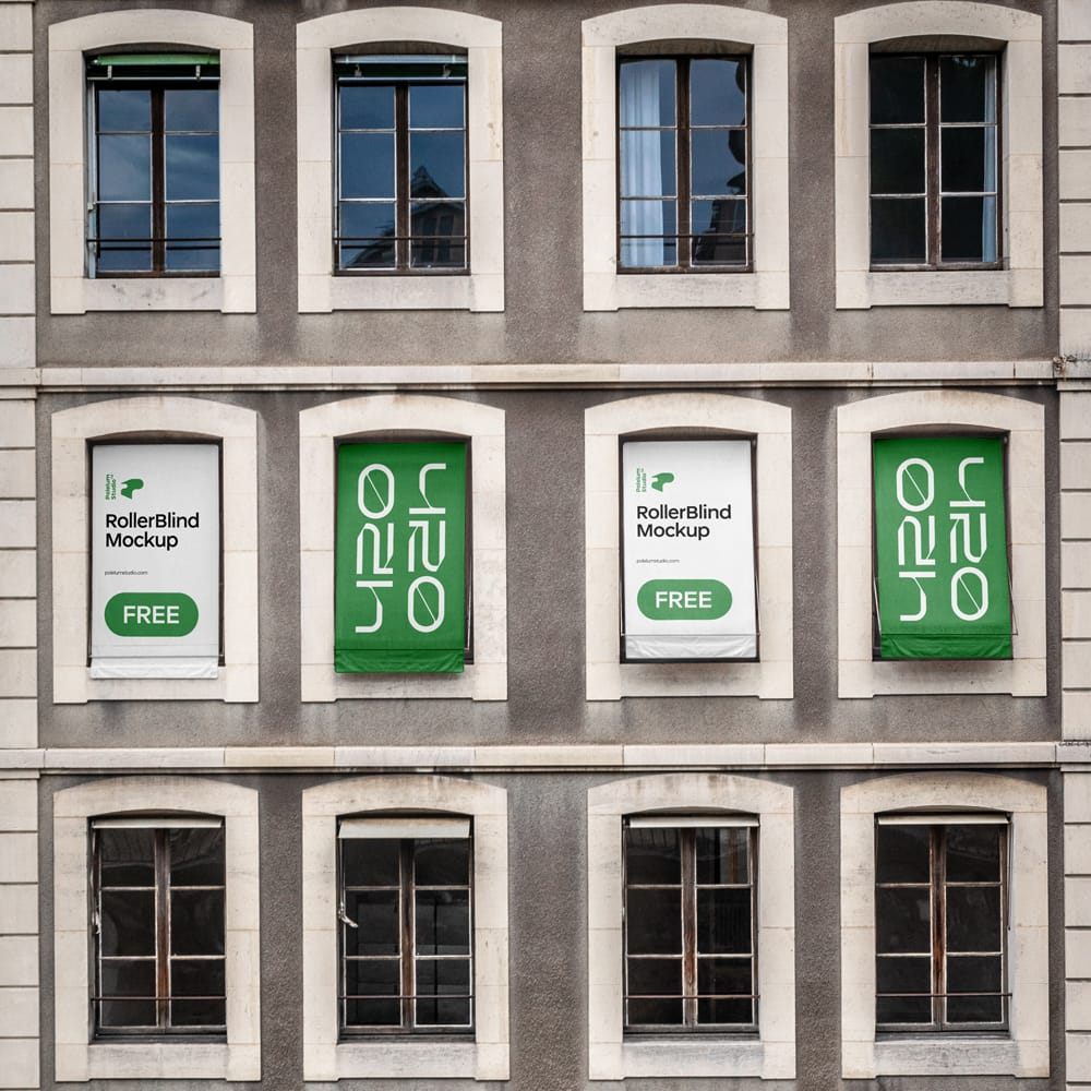Free Vintage Roller Blinds Mockup PSD