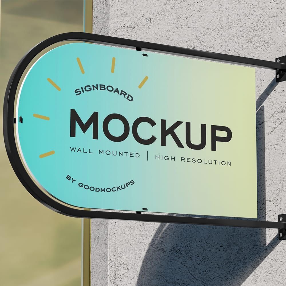 Free Wall Mounted Shop Signboard Logo Mockup PSD