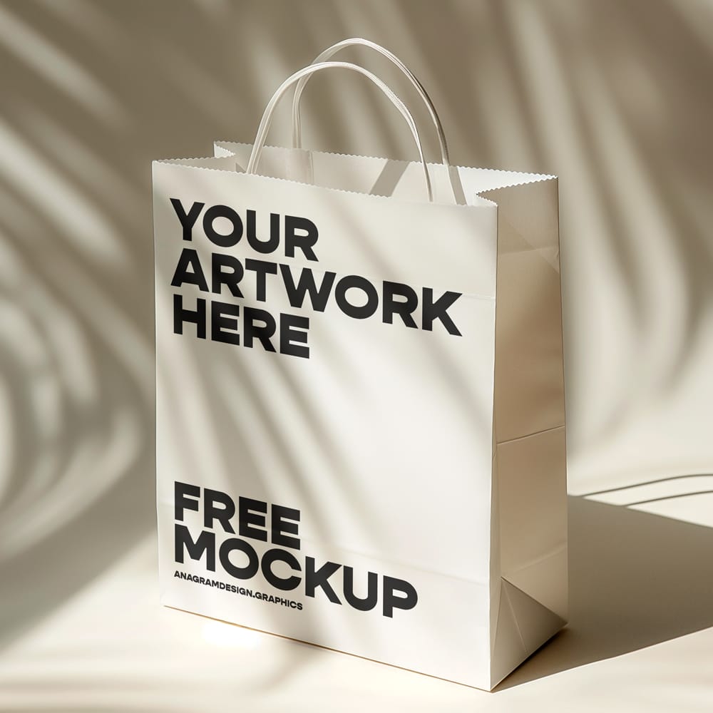 Free White Paper Bag Mockup PSD