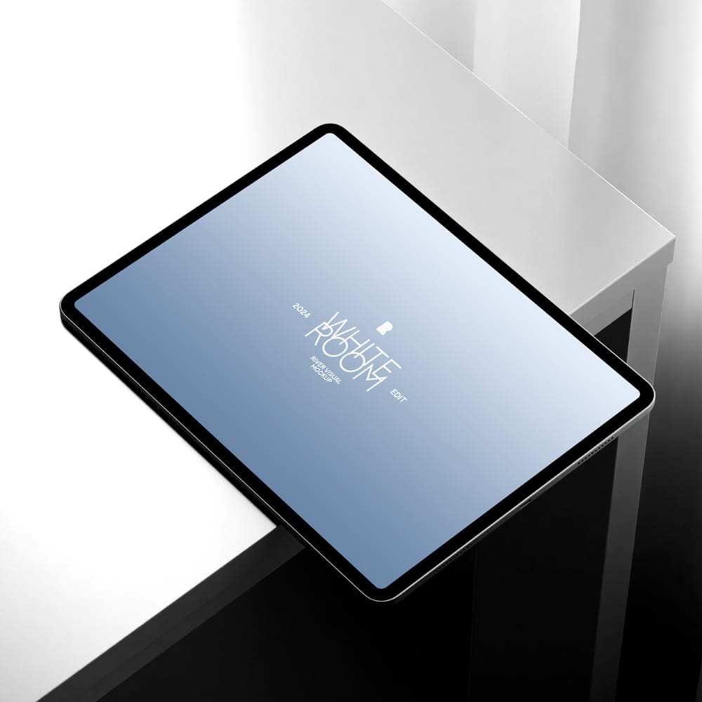 Free White Room iPad Pro Mockup PSD