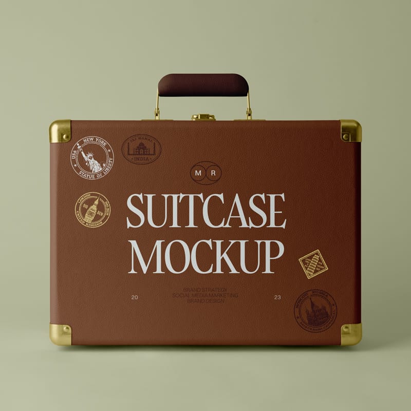 Front Standing Suitcase Mockup PSD