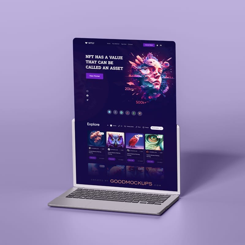 Full Website Design MacBook Pro Mockup PSD