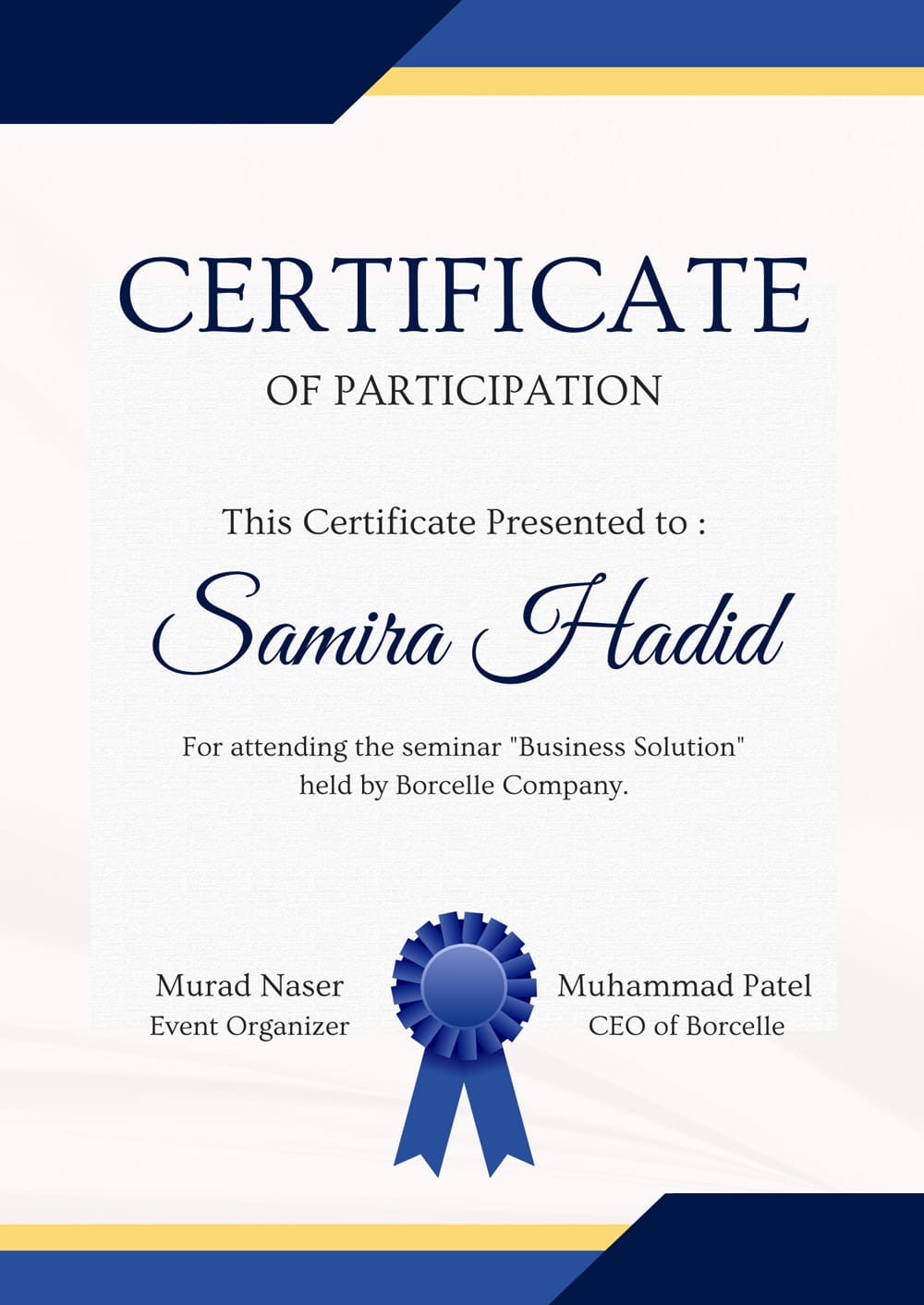 Geometric Seminar Certificate Portrait Template