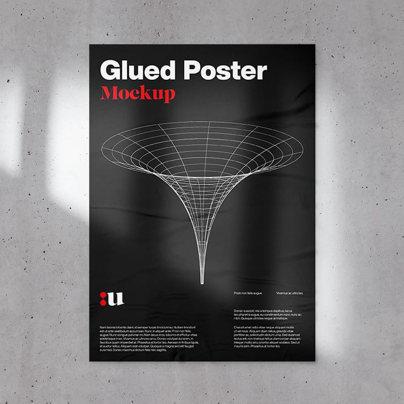 Glued Poster Mockup