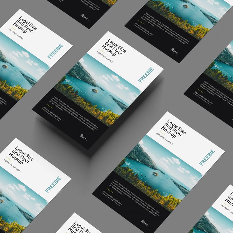 Legal Size Grid Flyer Mockup PSD