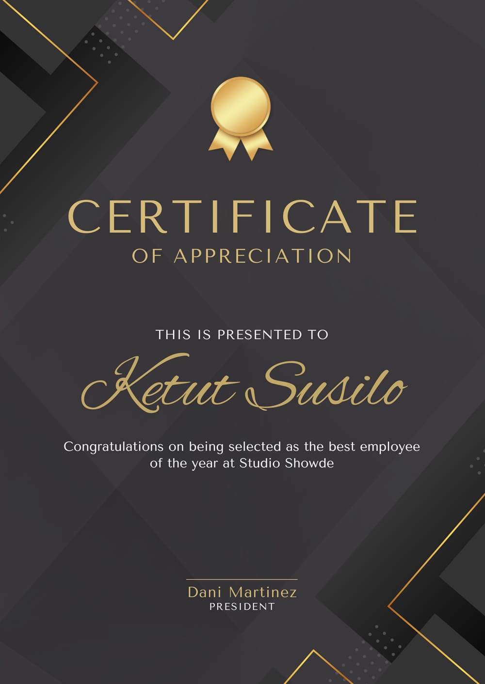 Luxury Geometric Appreciation Certificate Template