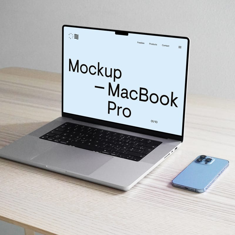 MacBook Pro with iPhone Mockup PSD