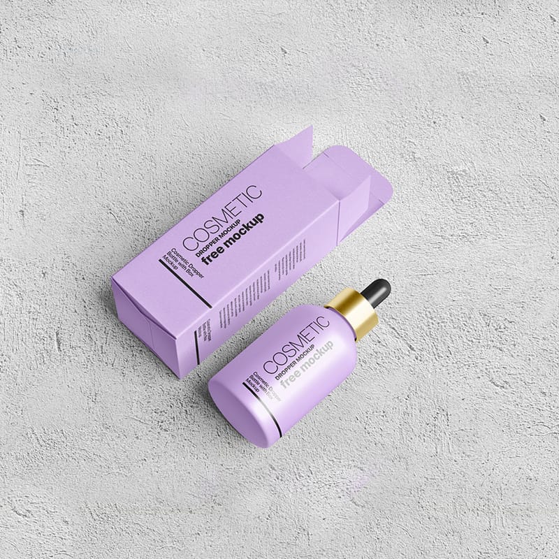 Matt Cosmetic Dropper with Box Mockup PSD