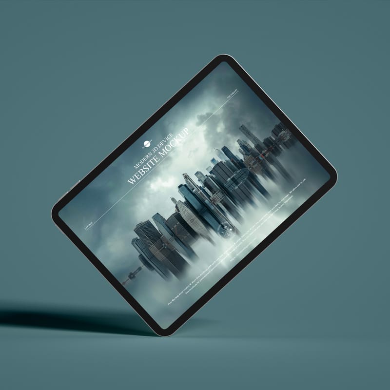 Modern 3D Device Website Mockup PSD