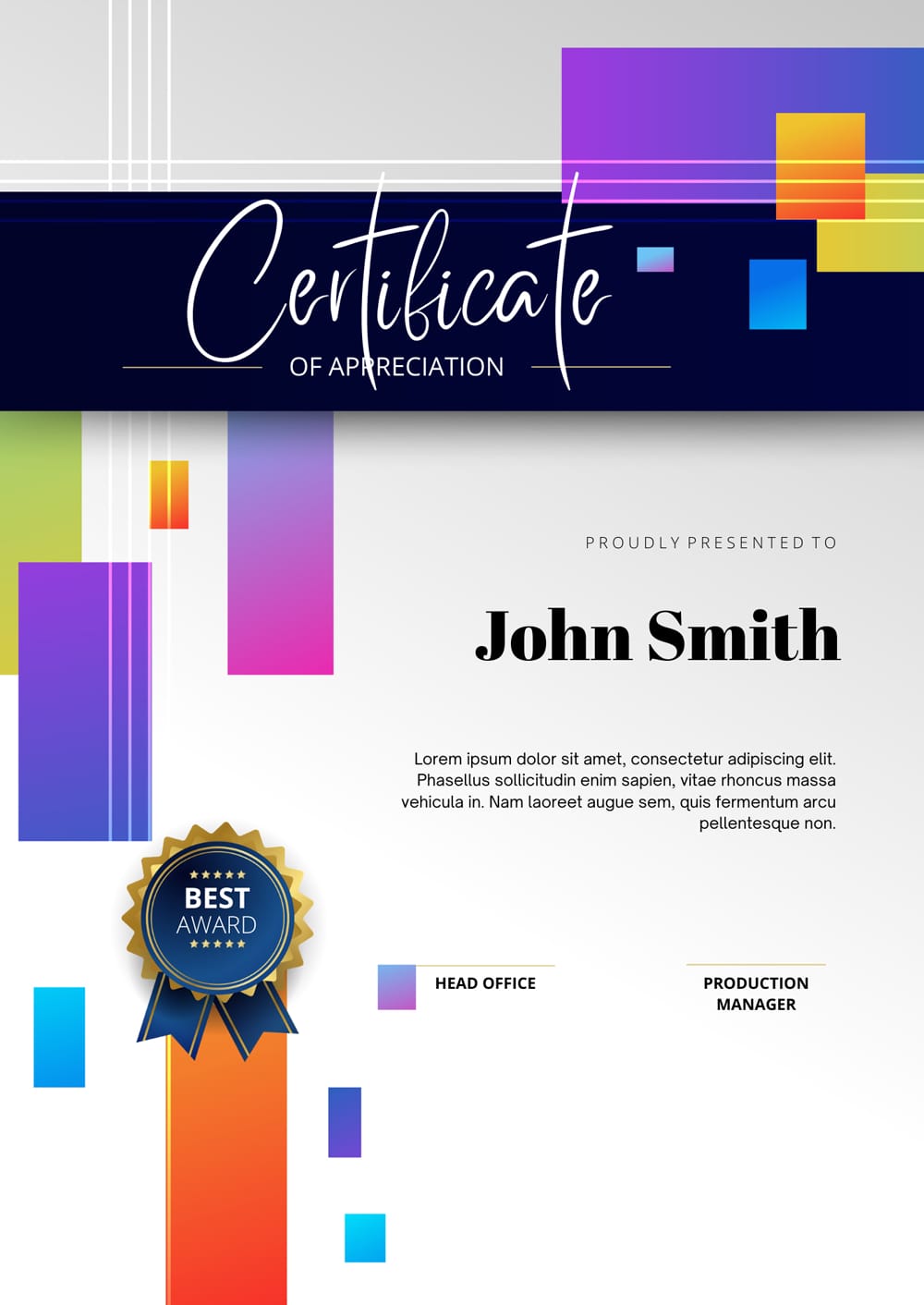Modern Certificate of Achievement Award Template