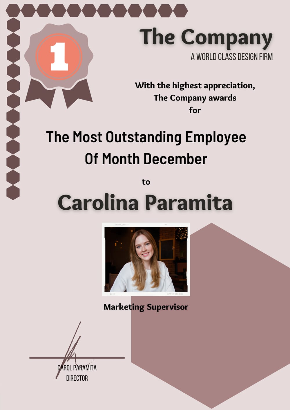 Modern Employee of The Month Certificate Template