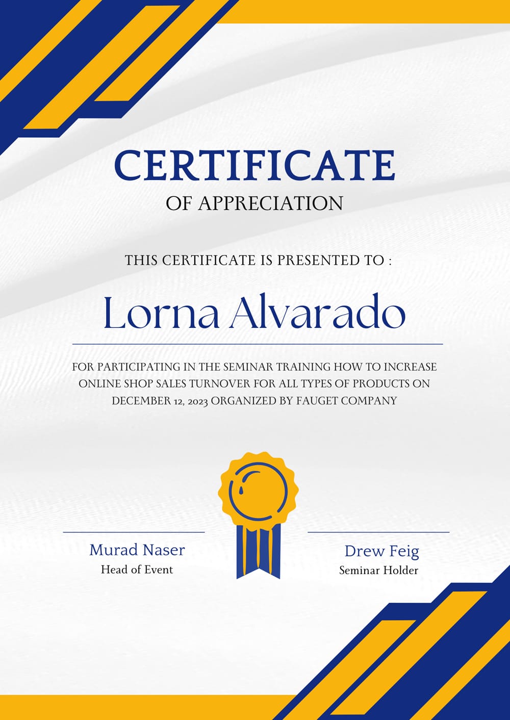 Modern Seminar Certificate Portrait Template