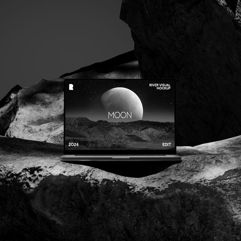 Moon Walk Macbook Pro Mockup PSD