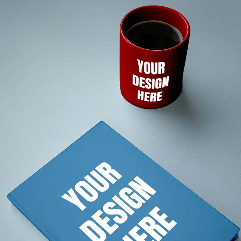 Mug and Book Cover Mockup PSD