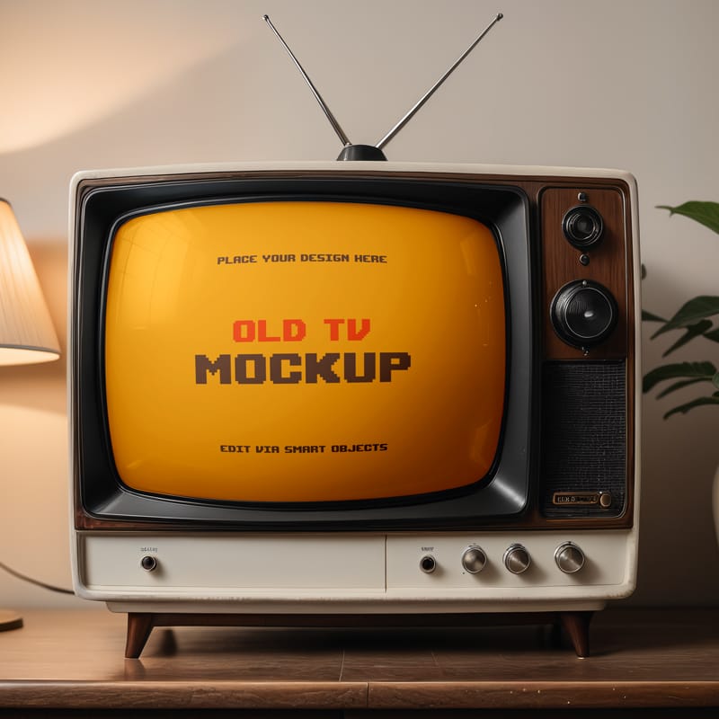 Old TV Mockup Template PSD