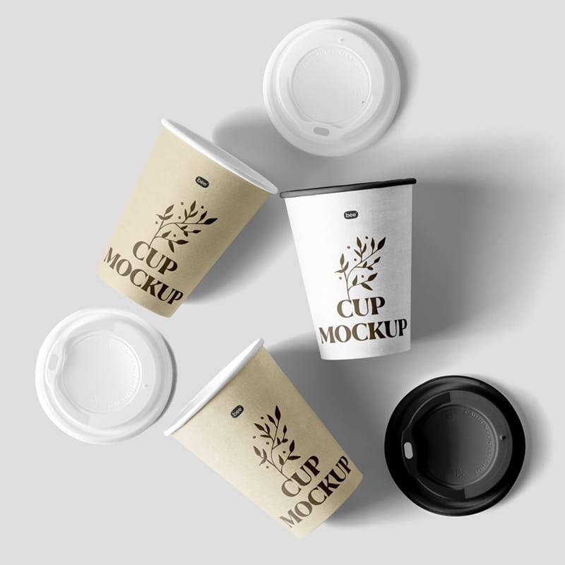Paper Cups Scene Mockup PSD