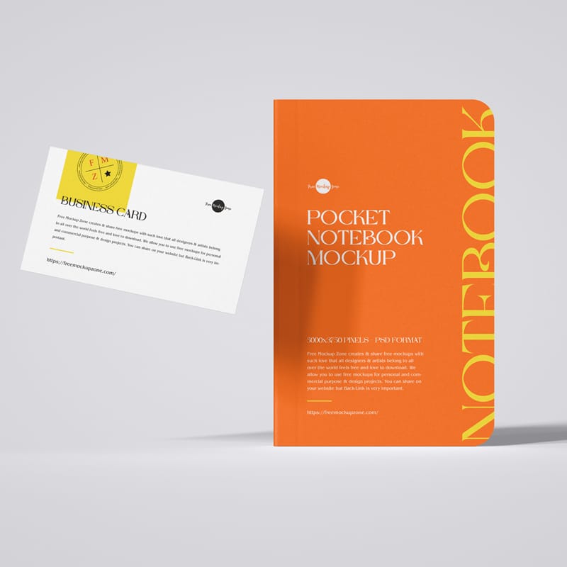 Pocket Notebook Stationery Mockup PSD