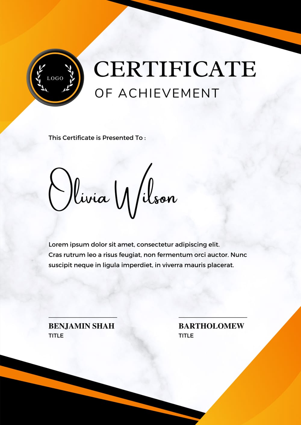 Professional Achievement Certificate Template