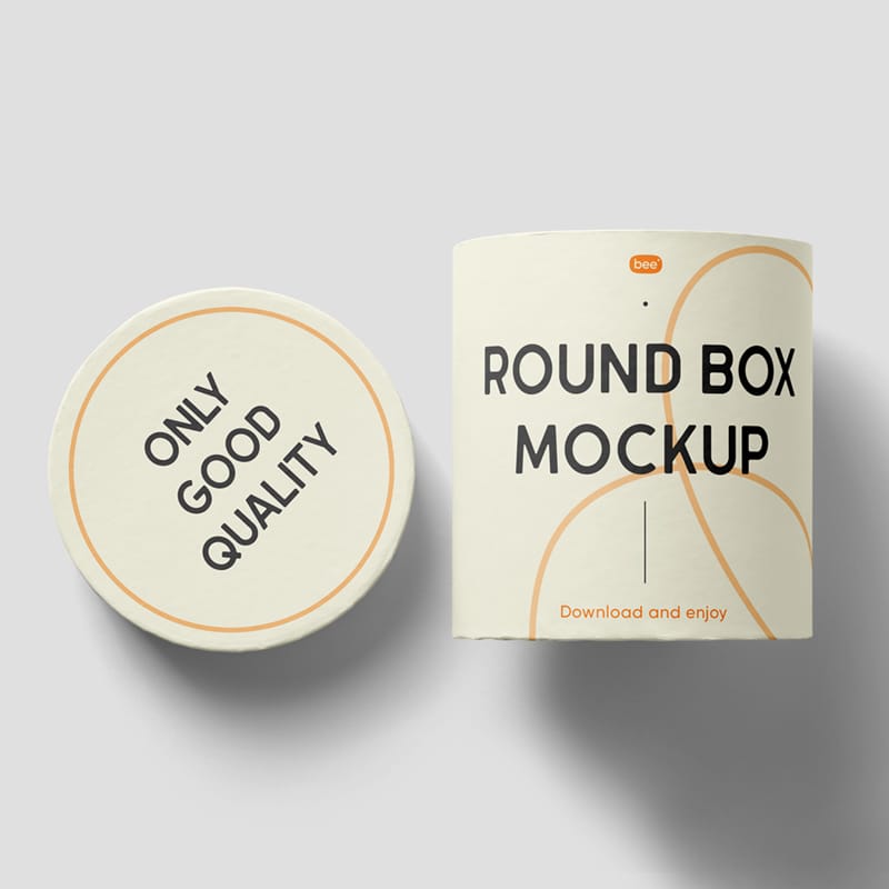 Round Box with Lid Mockup PSD