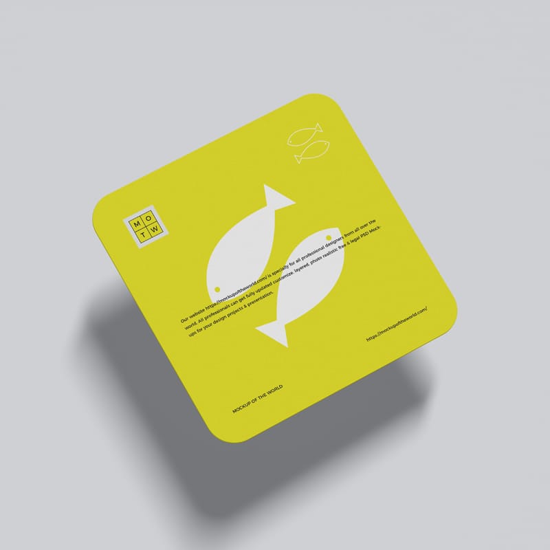 Rounded Square Coaster Mockup PSD