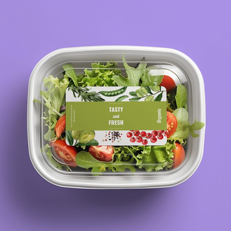 Free Salad Box Label Mockup PSD