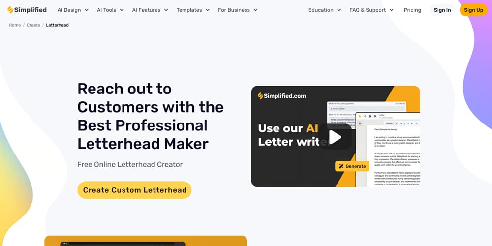 Simplified Online Letterhead Creator