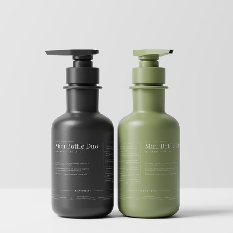 Small Plastic Bottle Pair Mockups PSD