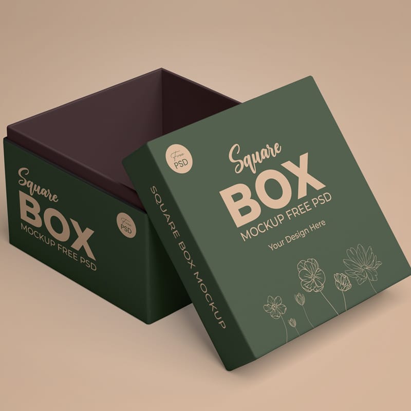 Square Box Mockup Template PSD