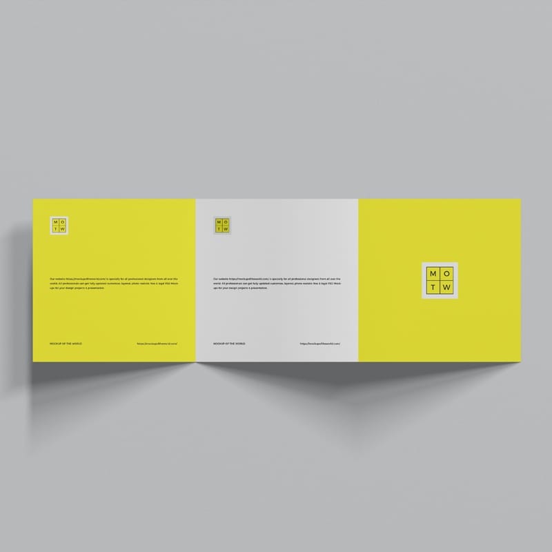 Square Tri-Fold Brochure Mockup Design PSD