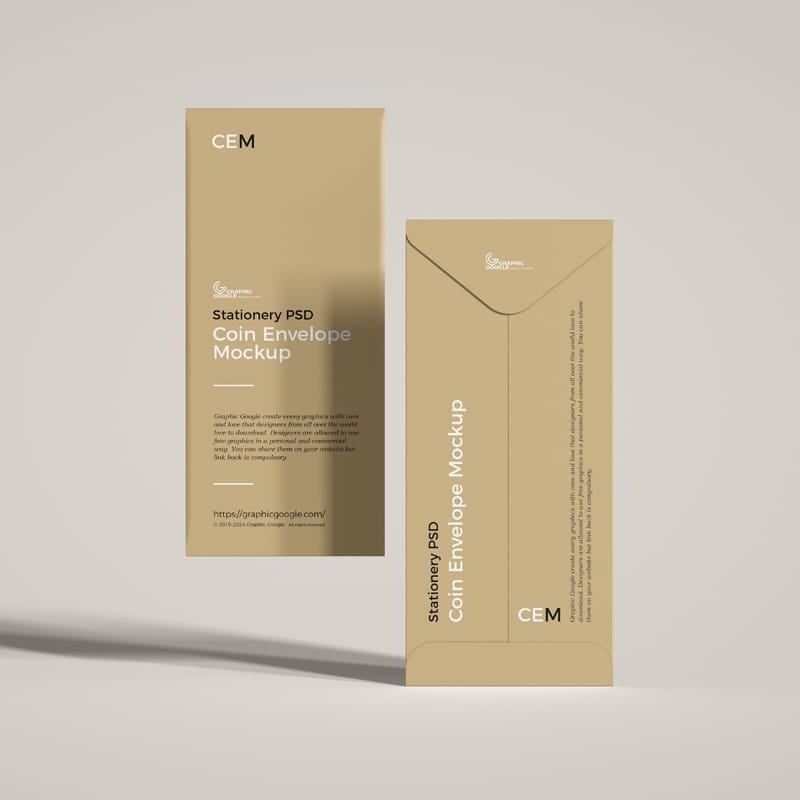 Stationery Coin Envelope Mockup PSD