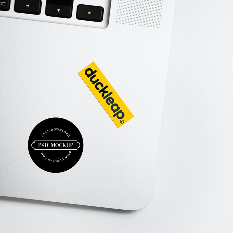 Stickers on Laptop Mockup PSD
