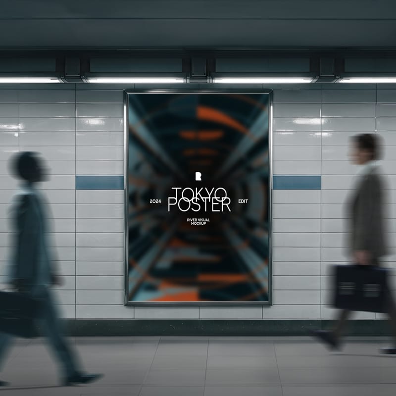 Tokyo Subway Poster Mockup PSD