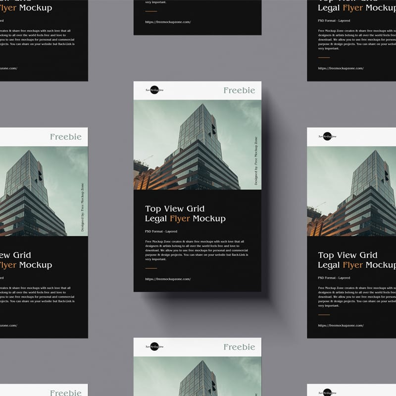 Top View Grid Legal Flyer Mockup PSD