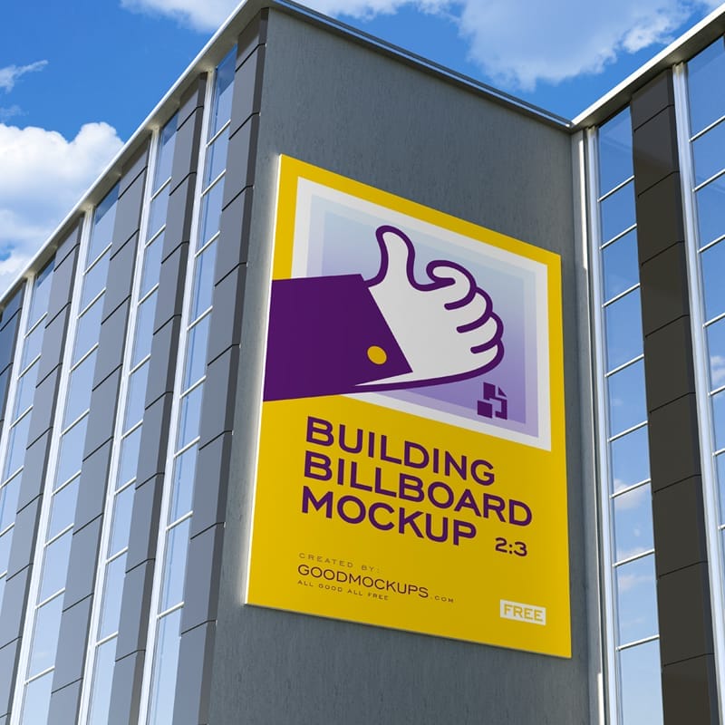 Vertical Building Billboard Mockup Design PSD