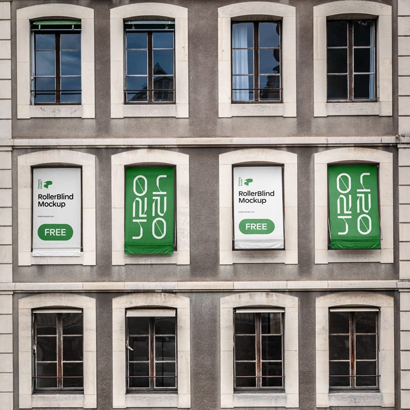 Vintage Roller Blinds Mockup PSD