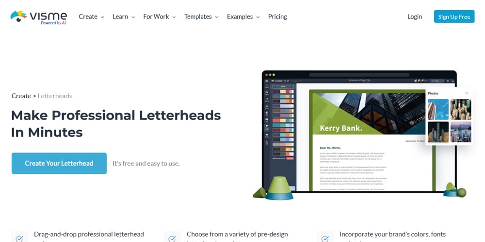 Visme Online Letterhead Maker