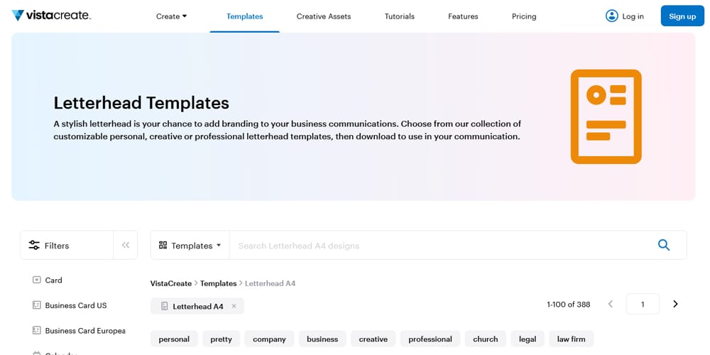 VistaCreate Letterhead Design Online