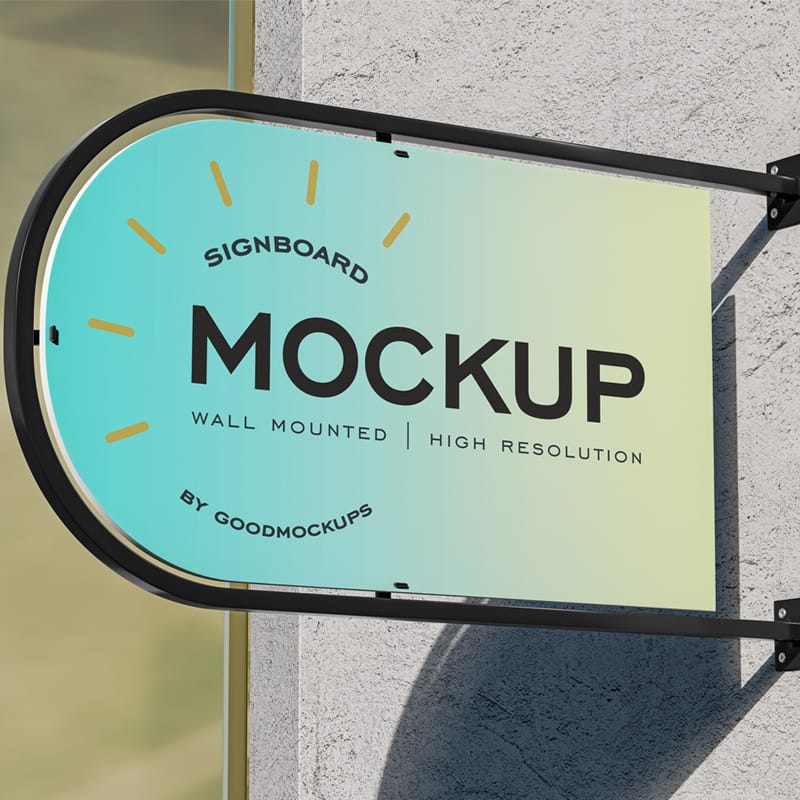 Wall Mounted Shop Signboard Logo Mockup PSD
